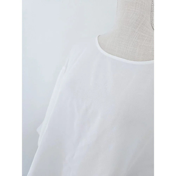 Elizabeth And James White Simi Sheer Polyester Crepe Bell Sleeve Blouse Top M - Picture 5 of 12